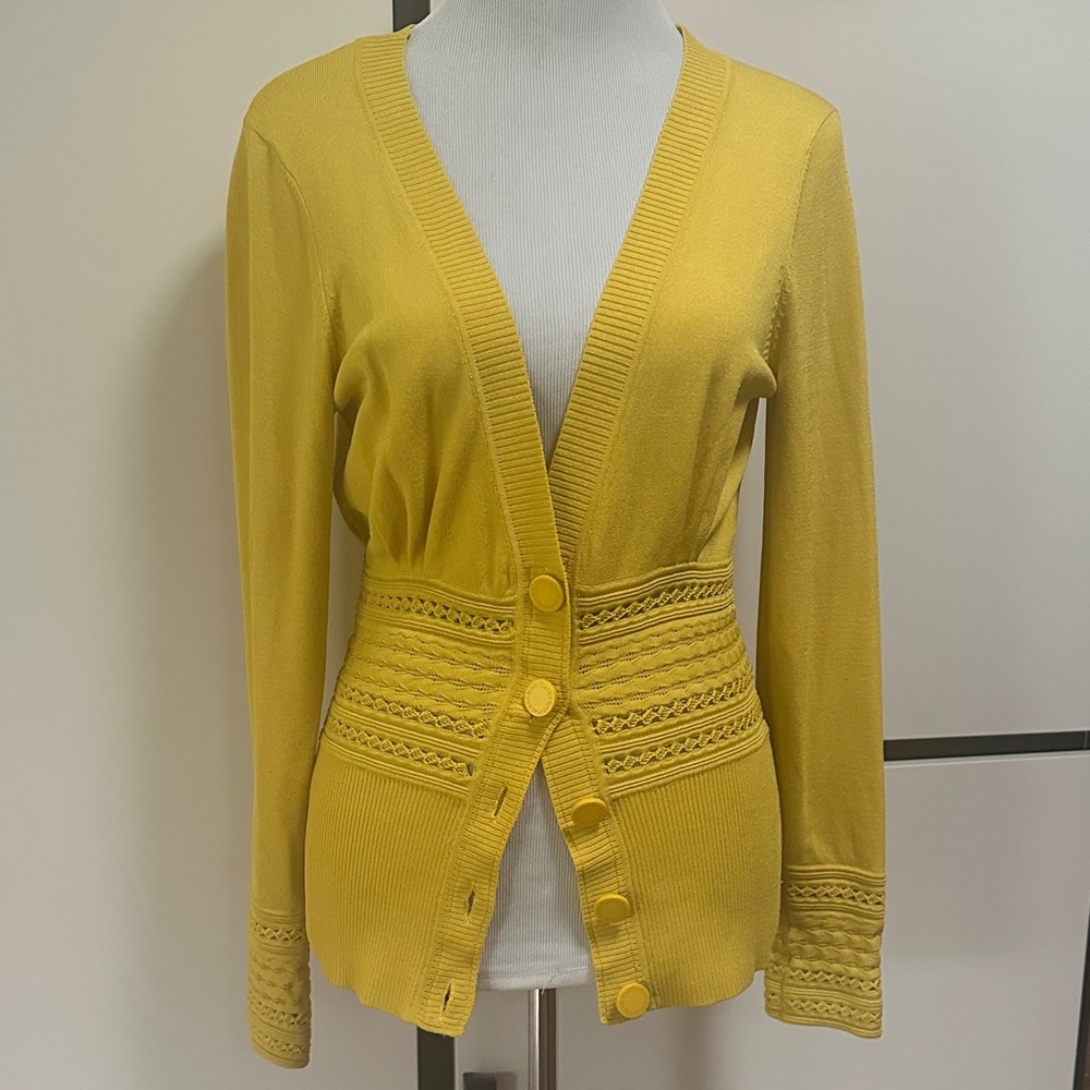 Catherine Malandrino dark yellow Cardigan Sweater Lg
